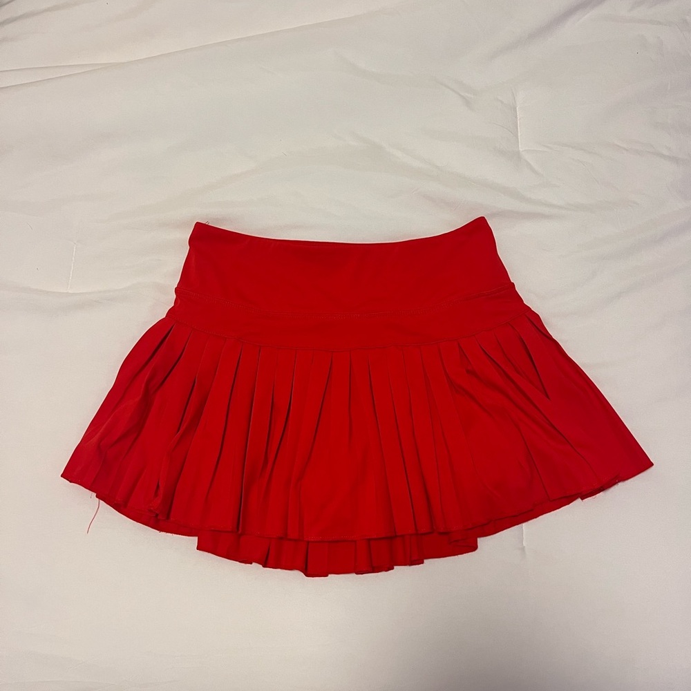 Gold Hinge Red Pleated Tennis Skirt
